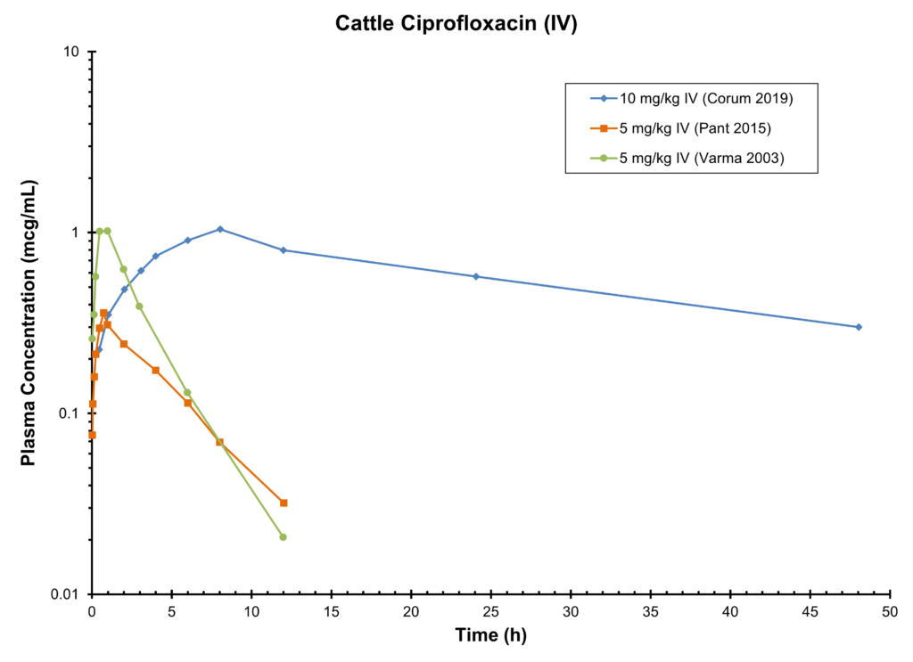 CATTLE CIPROFLOXACIN (IV) - Plasma Concentration
