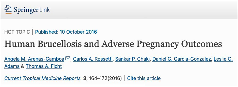 Human Brucellosis and Adverse Pregnancy Outcomes