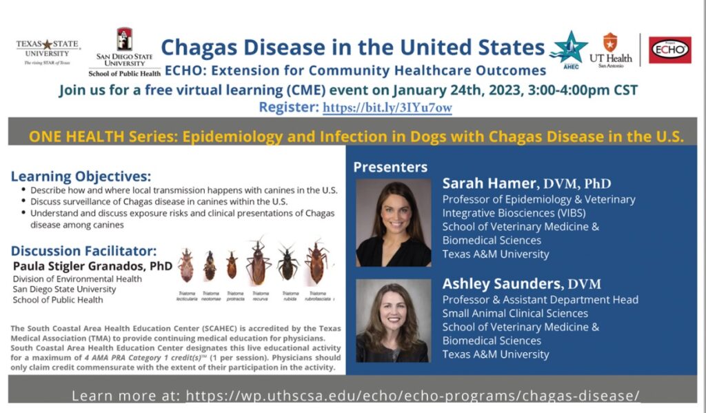 screen capture of intro to a presentation about the epidemiology and infection in dogs with Chagas disease in the US