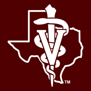 Web Show CVM Texas White Logo on Maroon Background