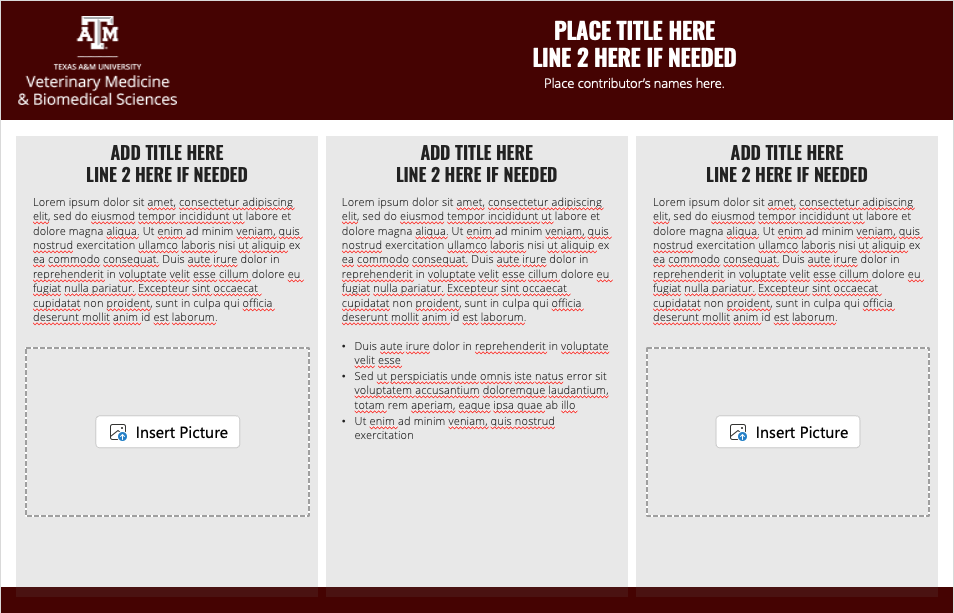 PPTX research poster template with three columns, gray, short, 56x36 inches
