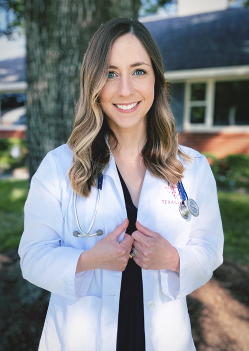 Courtney Daily in white coat