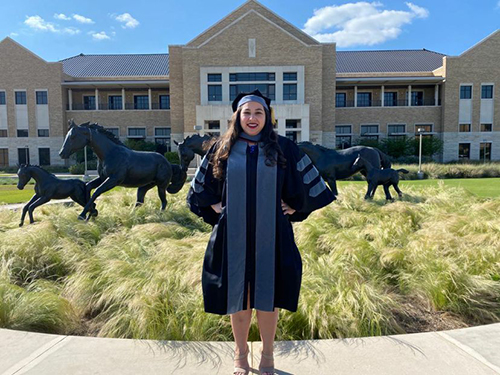 Danielle Covarrubias in graduation regalia