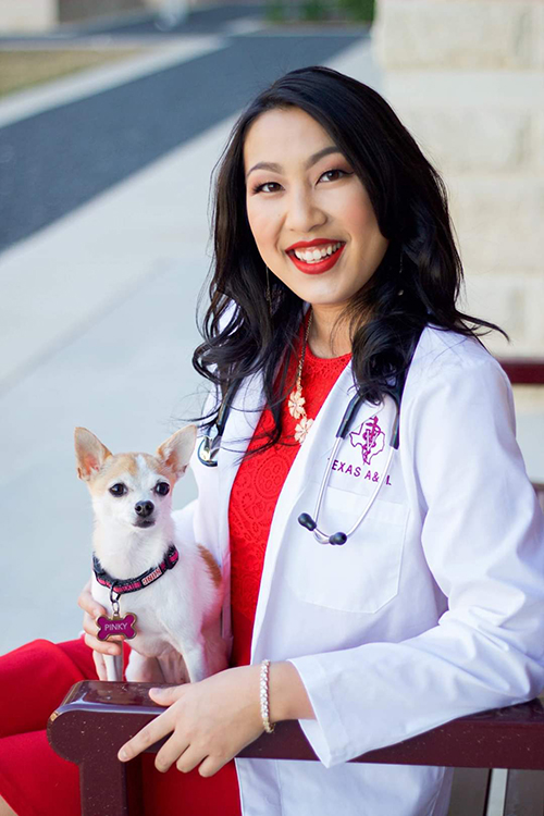 Kathaleen Bailey with a dog