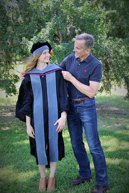 Michelle O'Bert in graduation regalia