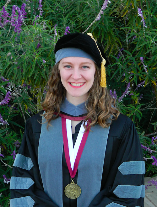 Mary Worley in graduation regalia