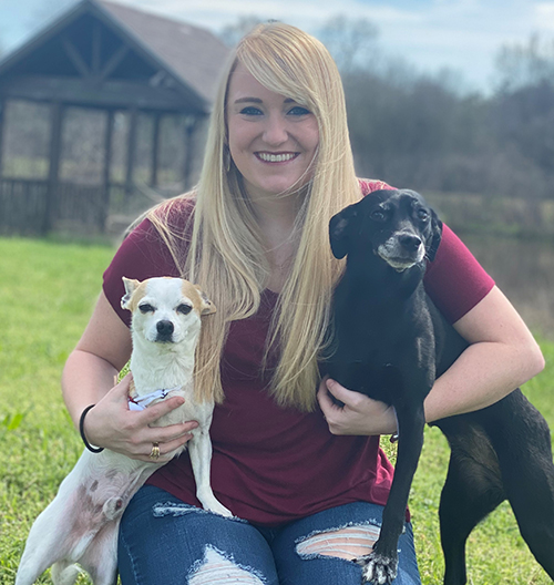 Rebecca Shipley with two dogs