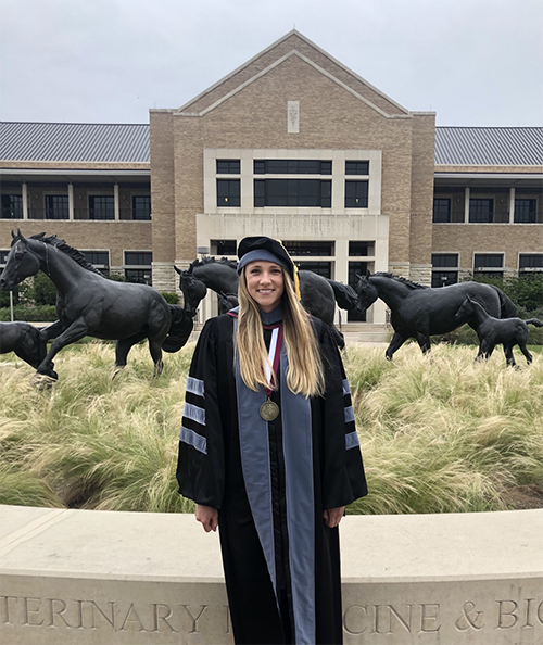 Sadie Sacra in graduation regalia