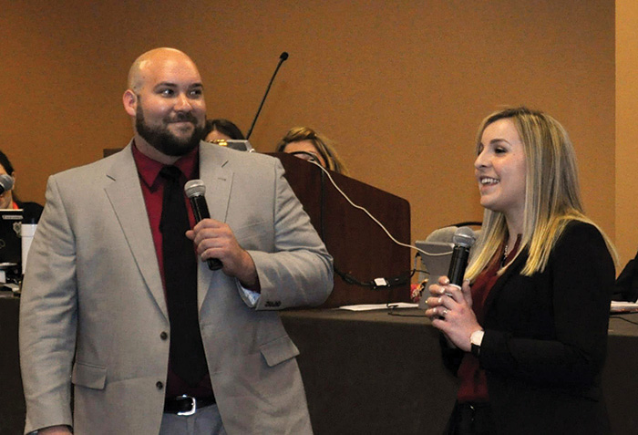 Veterinary students and SAVMA delegates Mike McEntire (left) and Caitlin Conner (right)