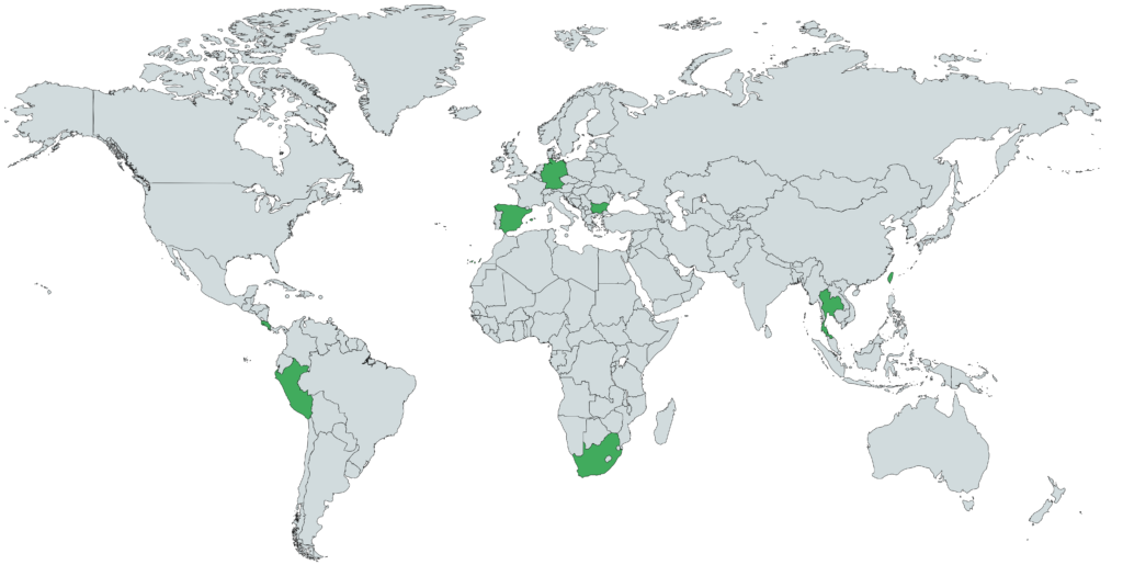 Map highlighting countries where TAMU has faculty-led programs