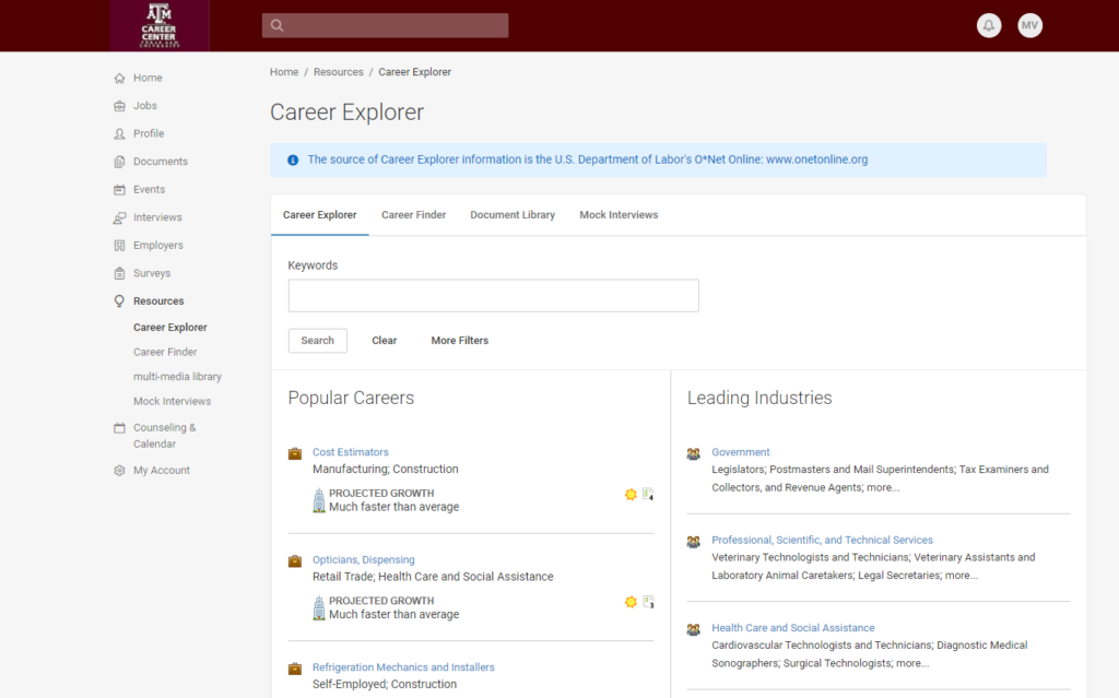 Career Explorer Page 