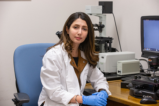 Dr. Mahsa Zarei in her lab
