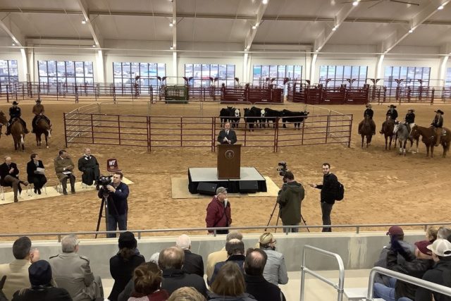 Press Conference in equine arena at West Texas A&M about VERO