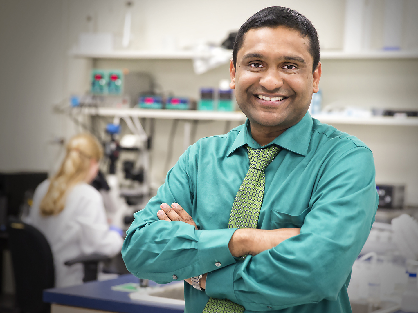 Dr. Jayanth Ramadoss in his lab
