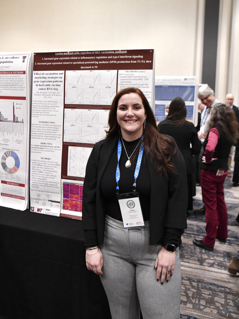 Hudson McAllister in front of her research poster