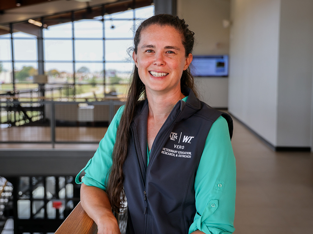 A photo of Dr. Kendall Langsten, an anatomic pathologist and new faculty member at Texas A&M's VERO campus.