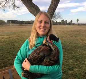 Amanda Beckman holding a Turkey
