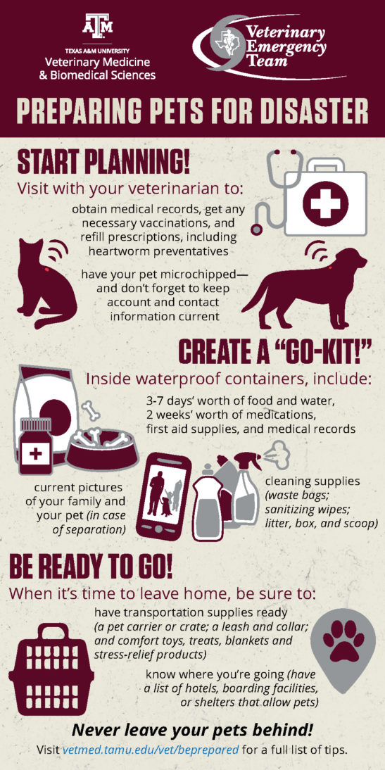 The VET wants you to Be Prepared. Use this Preparing Pets for Disaster infographic to help.