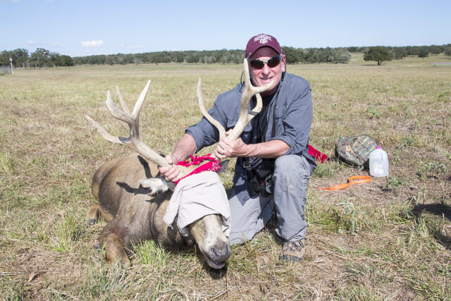 Dr. Derr with an immobilized barasingha deer (Rucervus duvaucelii).